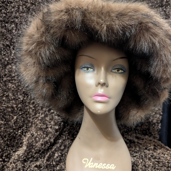Brown Faux Fur Wide-Brim Hat - Soft Brown - Picture 2 of 6